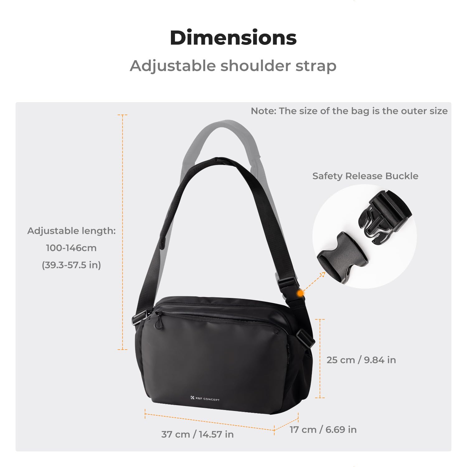 K&F Concept Plecak na aparat, torba na ramię, kwadratowa torba, kieszenie dla fotografów, etui na aparat fotograficzny, prostokątne, kompatybilny z Canon/Nikon/Sony/DJI Mavic (1, czarny, duży, rozmiar