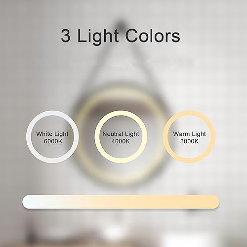 Miniatura 2 de JXYQZD Espejo de cuerda, espejo redondo, espejos para pared, espejo colgante redondo, espejo decorativo de metal con cuerda para colgar, de