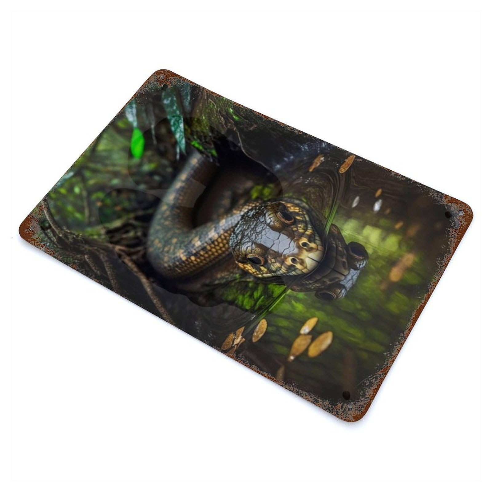 Snake 2 Rust Effect Tin Sign 11.8"x7.9", Industrial Home Decor for Garage, Bar And Workshop Decor
