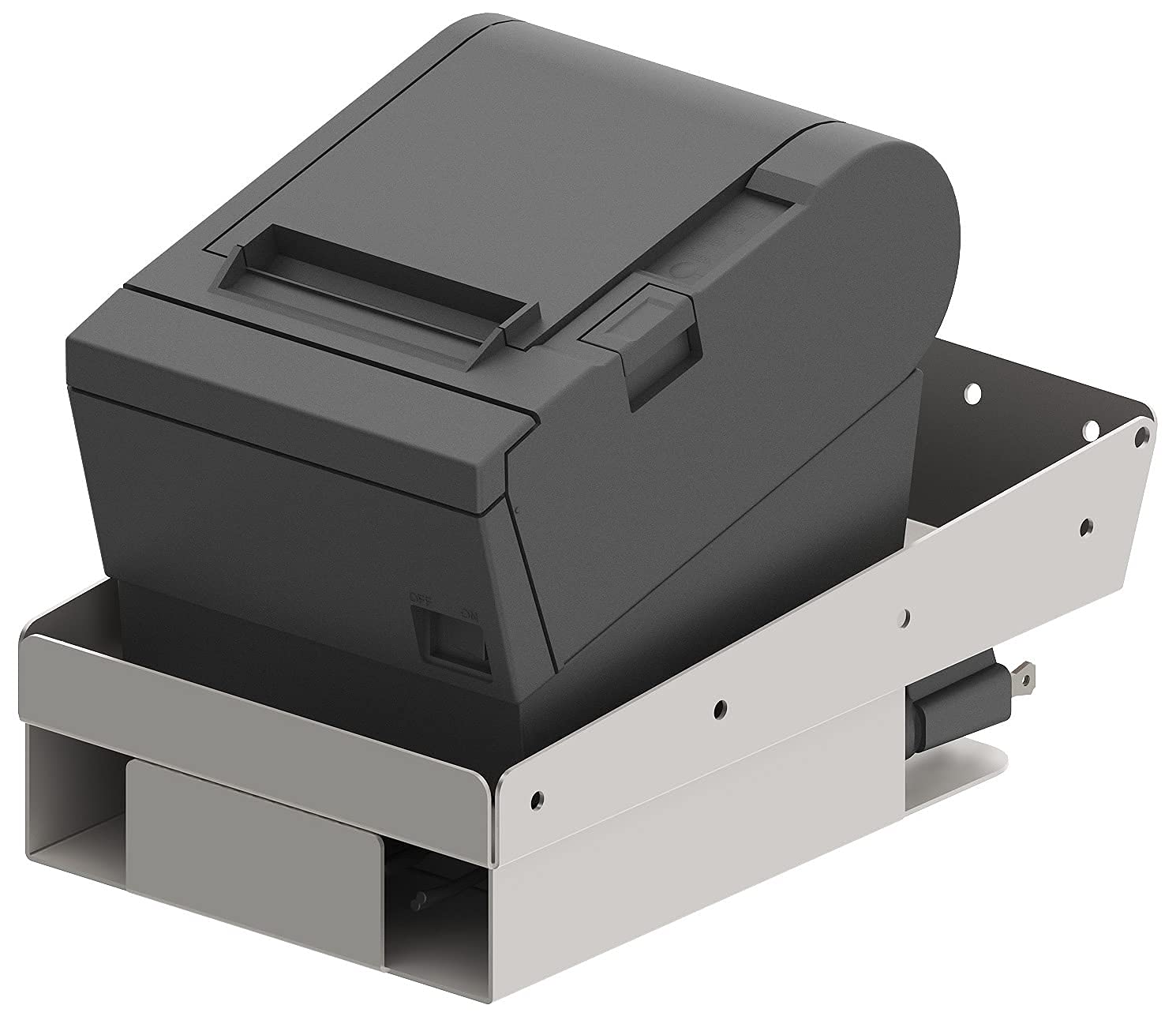 Universal Printer Tray with Power Supply Storage (Stainless Steel)