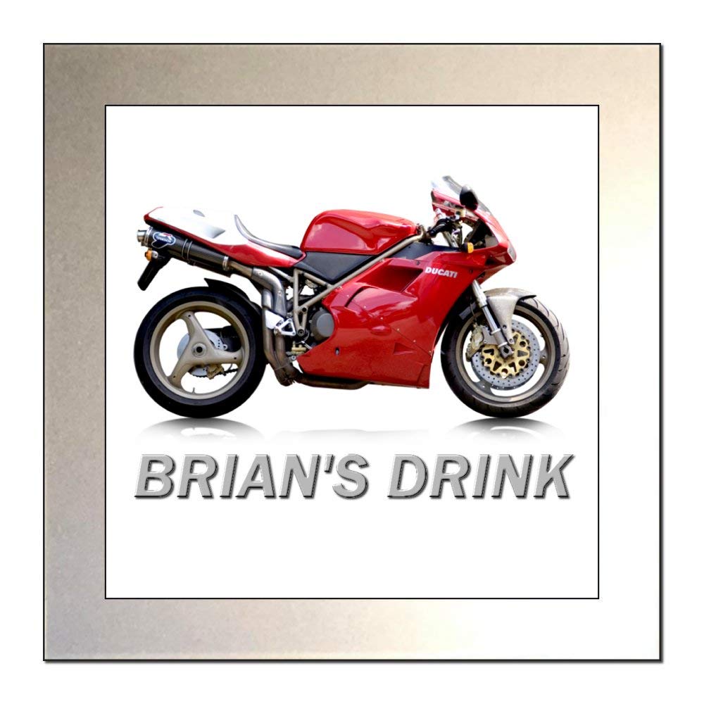 Key Expressions Silver Personalised Classic Motorcycle Glass Drinks Coaster For Ducati 916 Enthusiasts