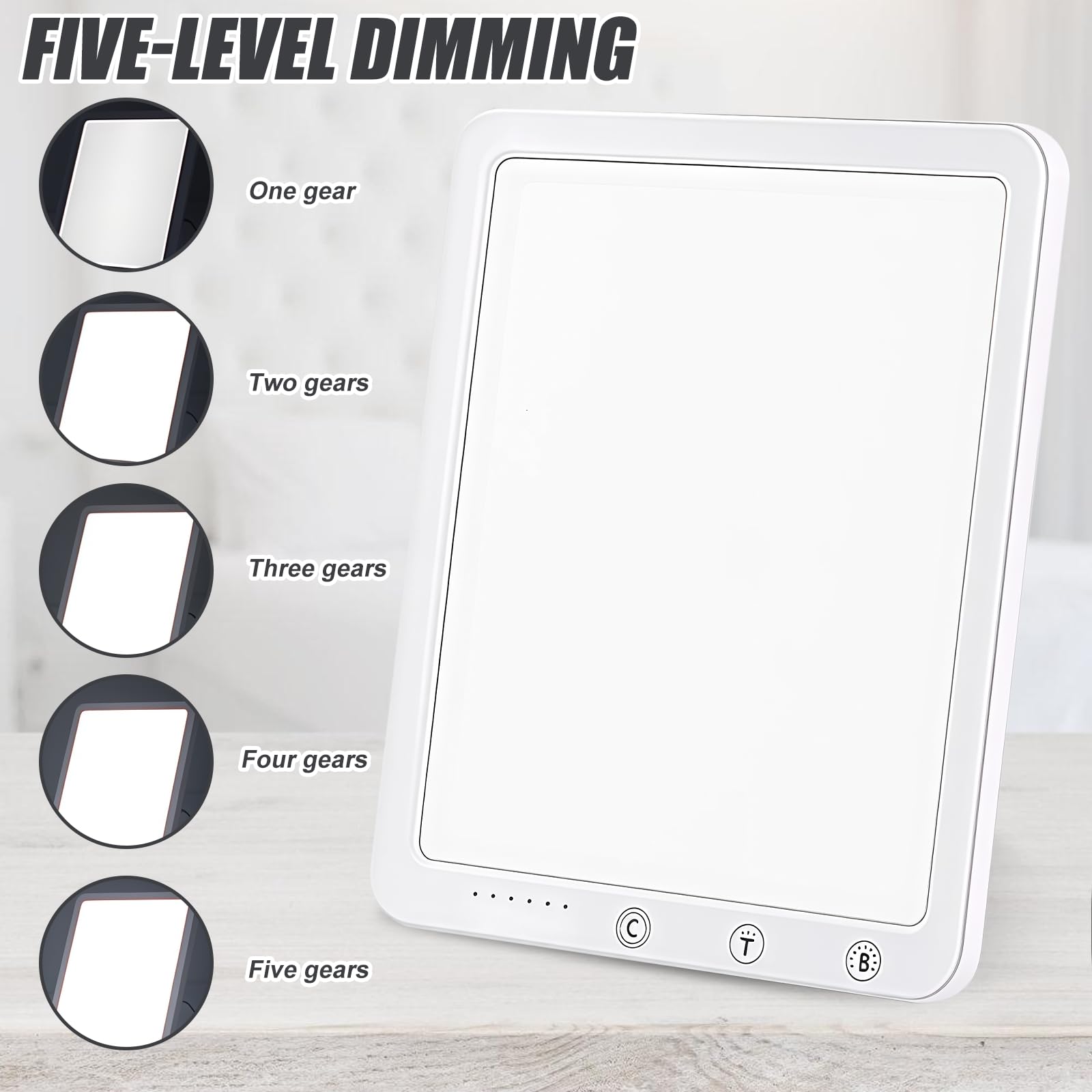 Lámpara de luz diurna, 10000 lux, regulable, luz de día LED, terapia de luz, con 5 niveles de brillo, 3 temperaturas de luz, temporizador, luz solar LED, lámpara de luz diurna
