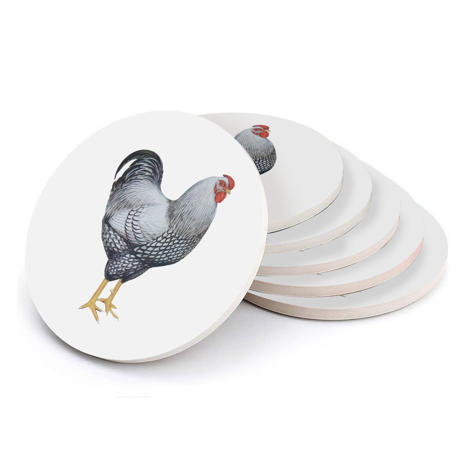 Sous-verre ronds en céramique au motif poule pour sublimer vos apéritifs