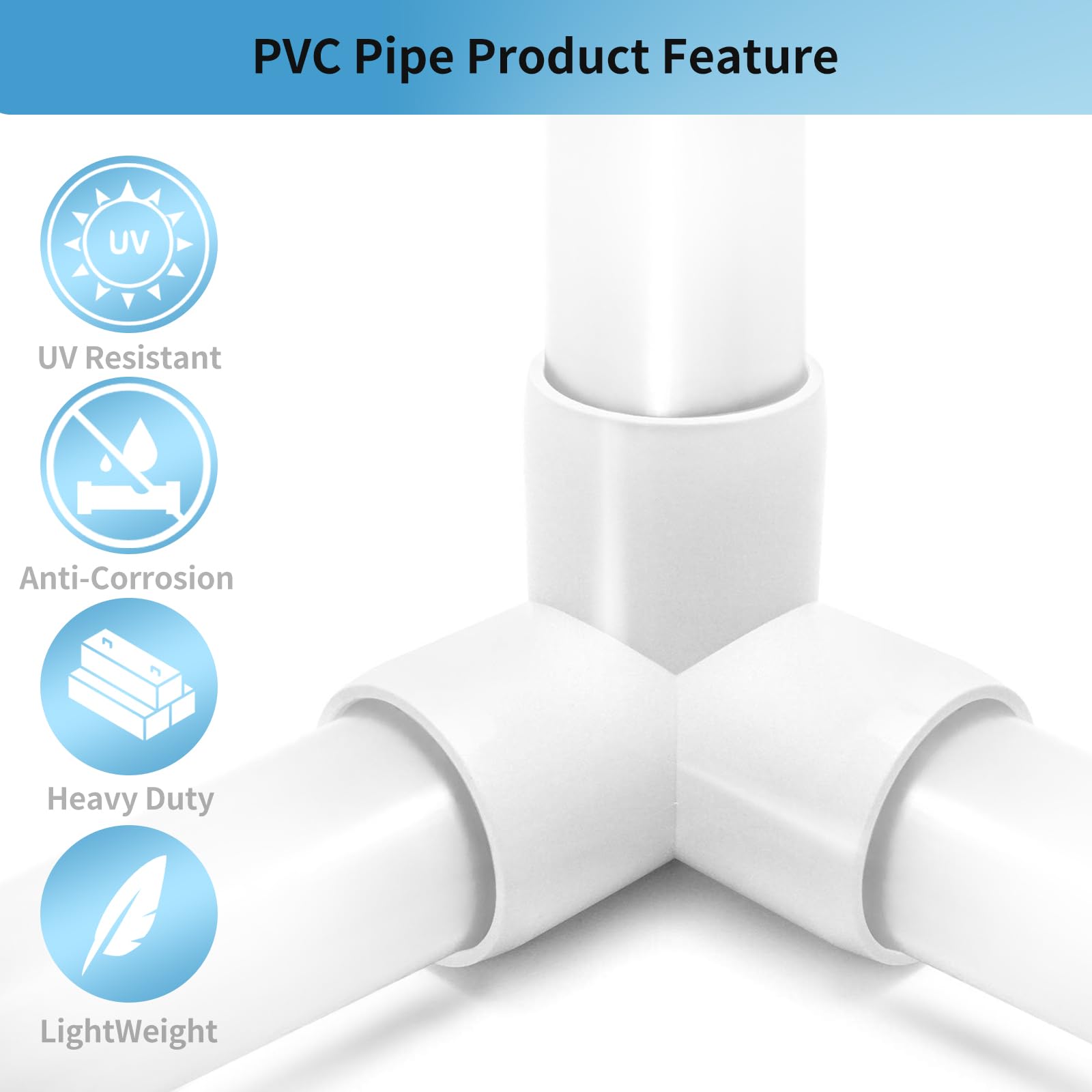 LESSO - Conector de codo de 3 vías de PVC de 1-1/2 pulgadas, accesorios de tubería de PVC de 90 grados, conector de salida lateral resistente para fontanería, muebles de bricolaje, invernadero