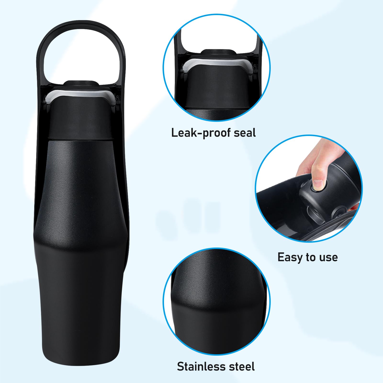 Hundetrinkflasche, Tragbare 750ml Edelstahl Wasserflasche für Hunde, 180° Faltbares Design, Ideal für Outdoor-Training und Hydratation