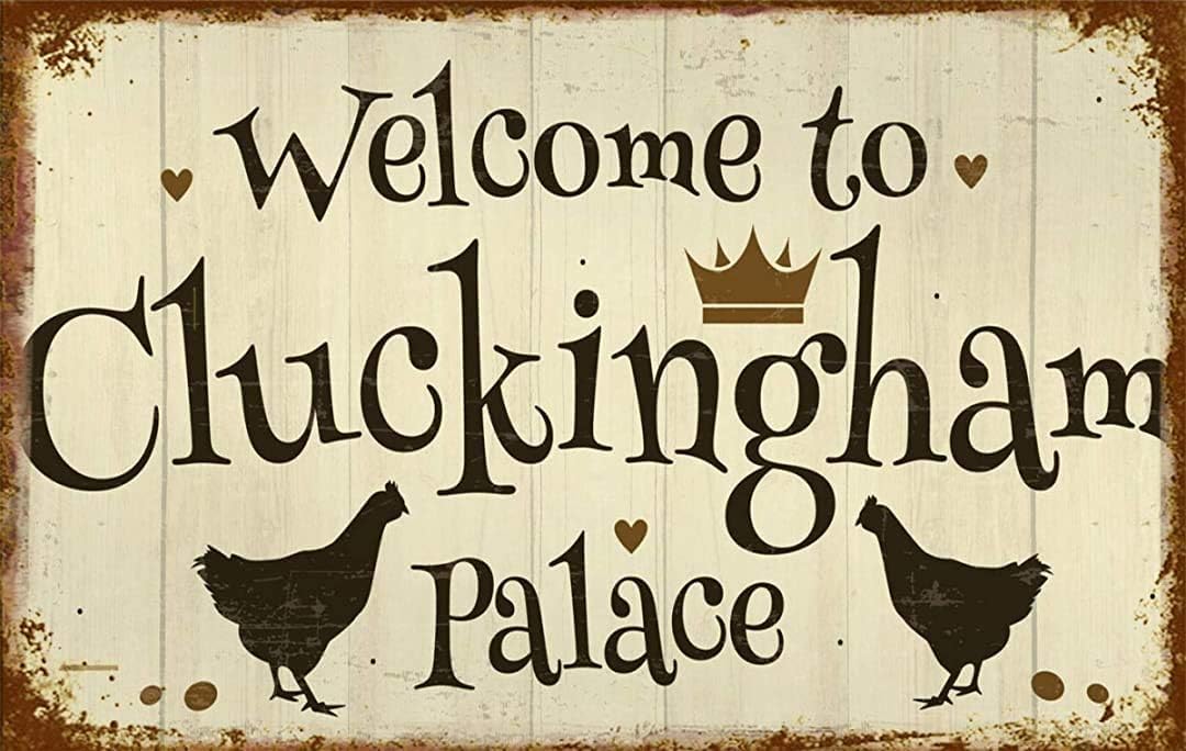 Yunking Bs-21 Welcome To Cluckingham Palace Novelty Garden Chicken Hen Rooster Farm Hanging Country Farmhouse Wall Decoration Retro Nice Sign 6X8 Inch