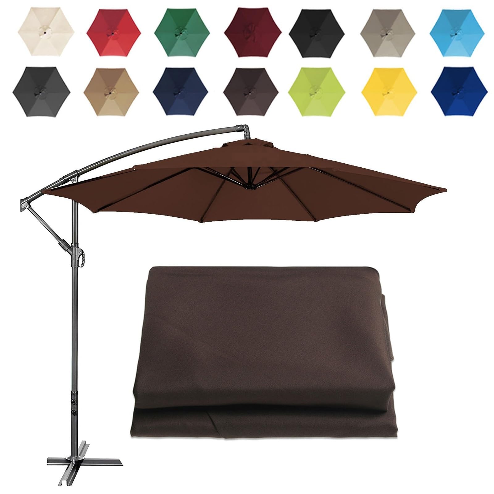 2/2.7/3m Umbrella Replacement Cloth, UV Protection Replacement Parasol Fabric Canopy, 6 Arms/8 Arms Garden Parasol Canopy Cover, For Patio Sun Umbrella, Cantilever Parasols ( Color : Brown , Size : (8