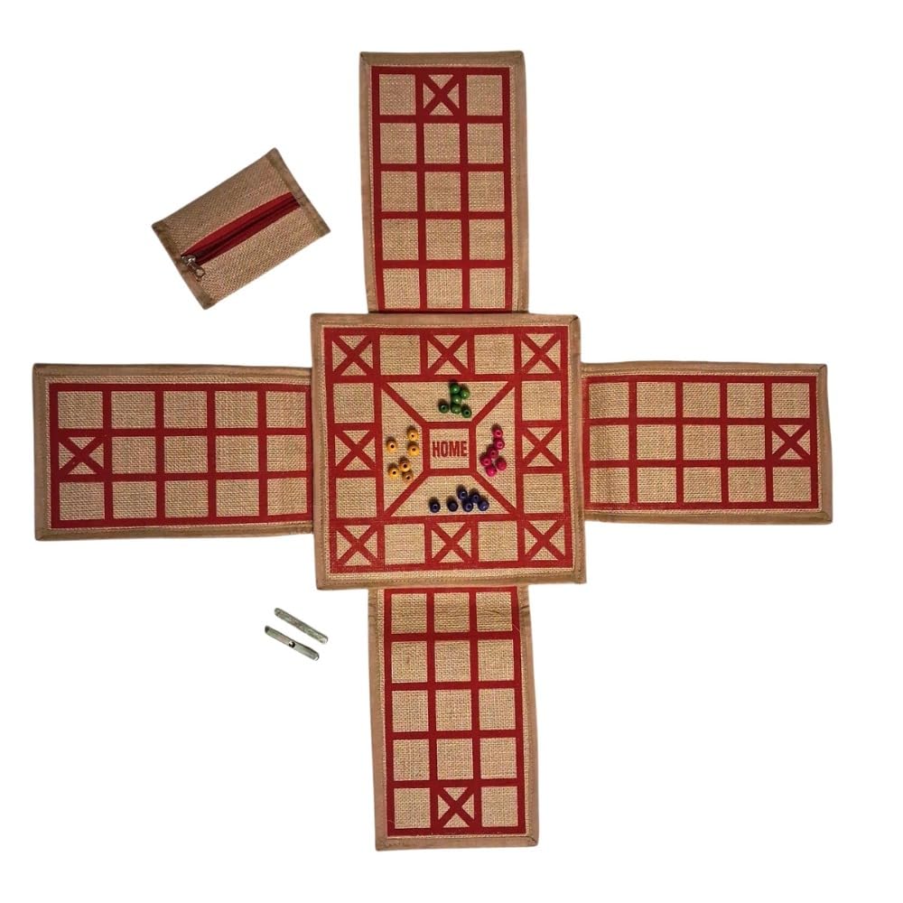 Ludo Indian Traditional Board Game, Foldable with Zipper Pouch, Classic Strategy Race Game-image-44