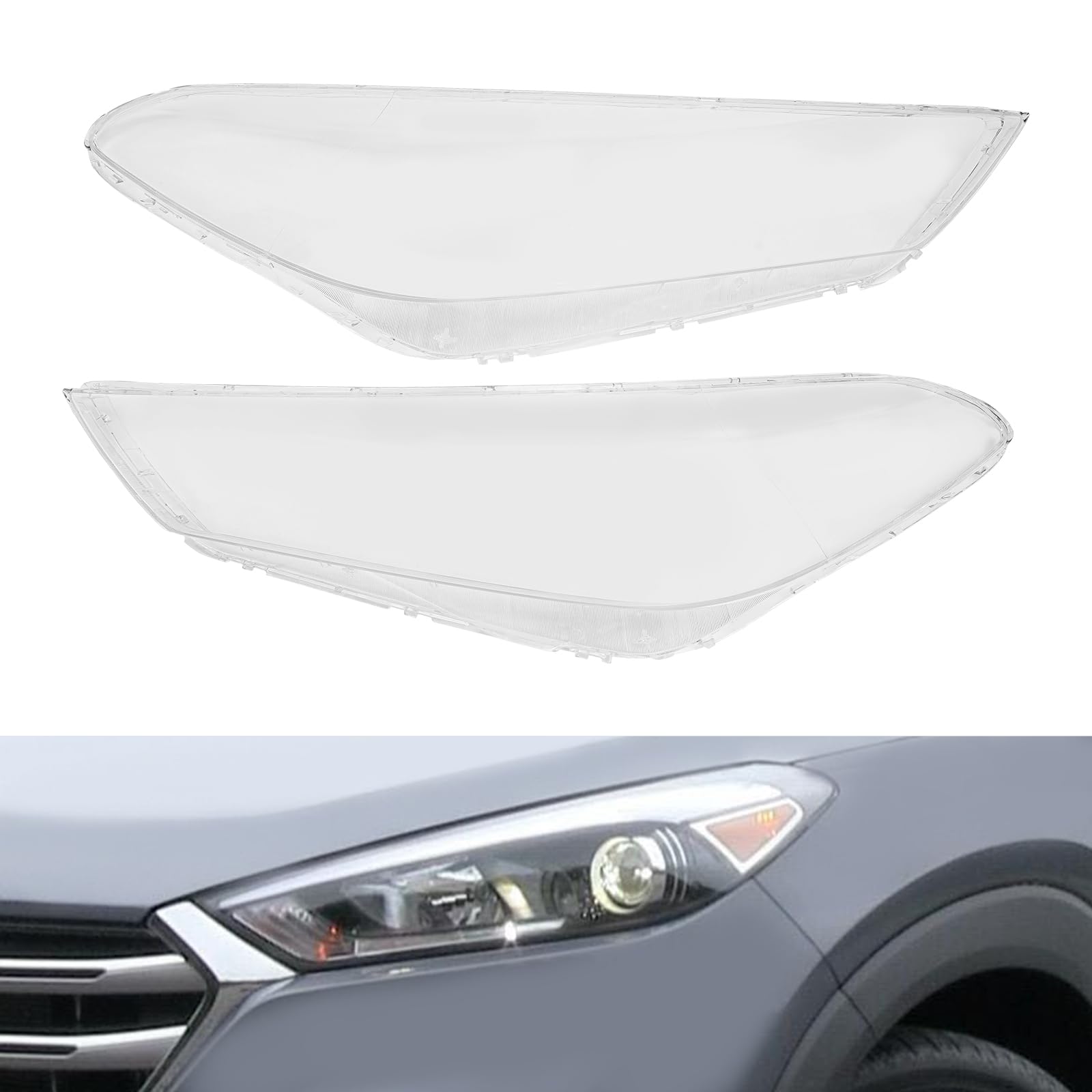 OUGWFYANG A Pair Front Headlamp Cover for 2015 2016 2017 2018 Hyundai Tucson Right and Left Side Headlight Lens Cover