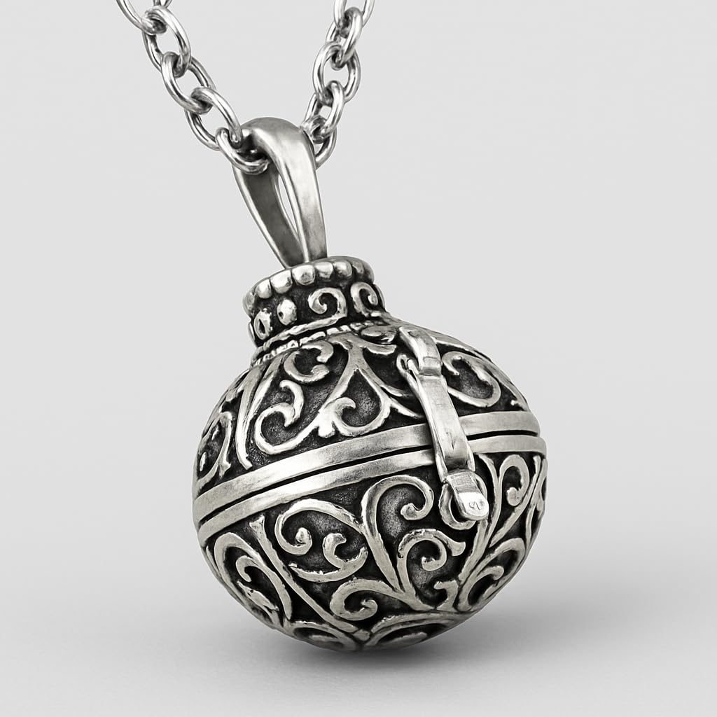 Colgante Conmemorativo de Plata Envejecida – Joyería Espiritual para Guardar Recuerdos – Amuleto Boho con Compartimento para Cenizas, Cabello o Perfume – Regalo de Amor y Protección