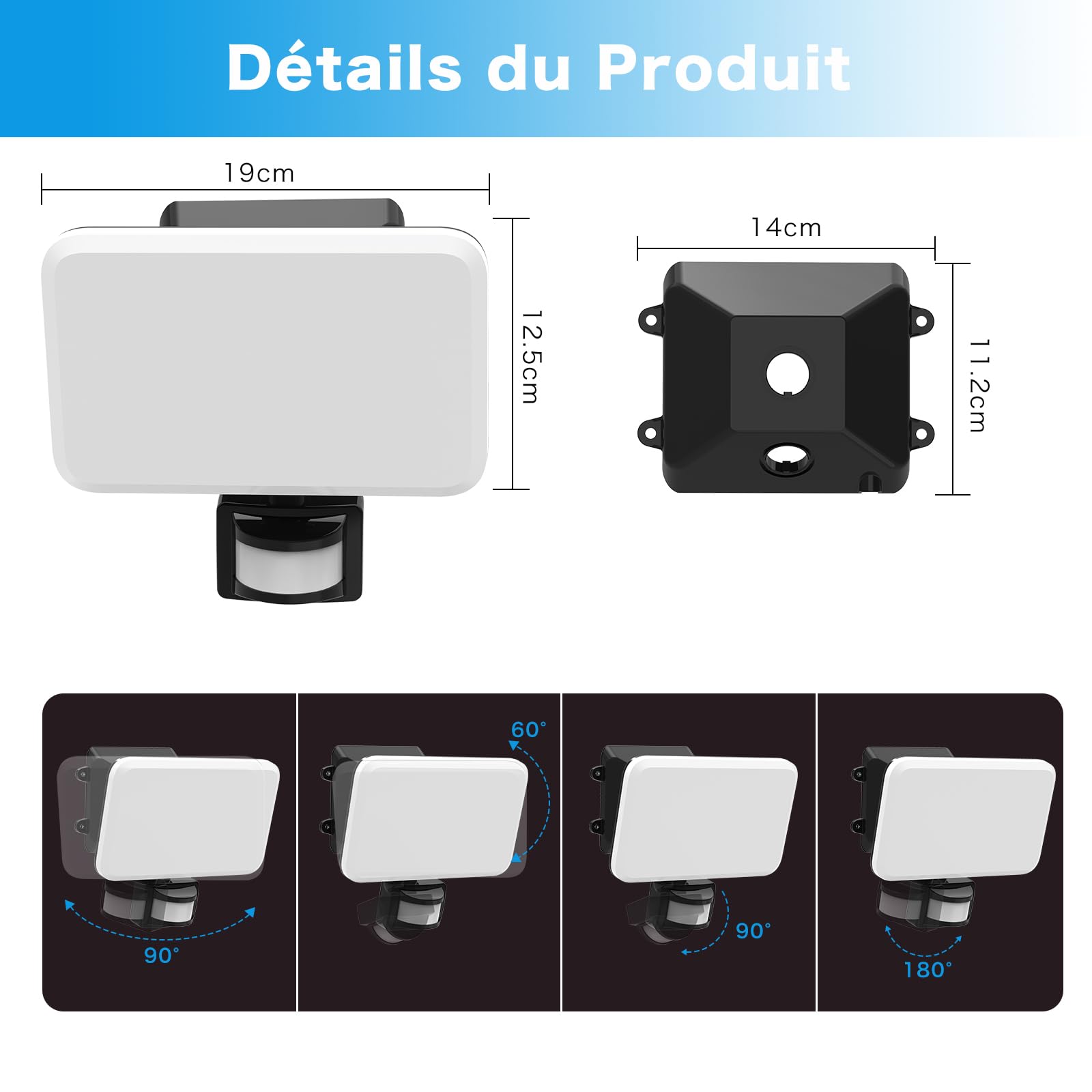 Projecteur LED Extérieur avec Détecteur et Télécommande 30W, Eclairage Exterieur 3600LM avec 132 Leds, Spot Led 3 Couleur & 4 Modes, Étanche IP65 Lampe de Sécurité pour Jardin, Cour, Garage