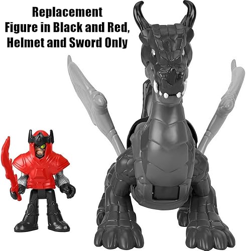 Miniatura 3 de Piezas de repuesto para Fisher-Price Imaginext Royal Crusader's Dragon Playset - HCG50 Figura de repuesto en negro y rojo, casco y espada