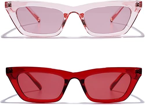 Miniatura 2 de VANLINKER Pequeñas gafas de sol de ojo de gato delgadas de moda para mujer, sombra cuadrada pequeña retro VL9555