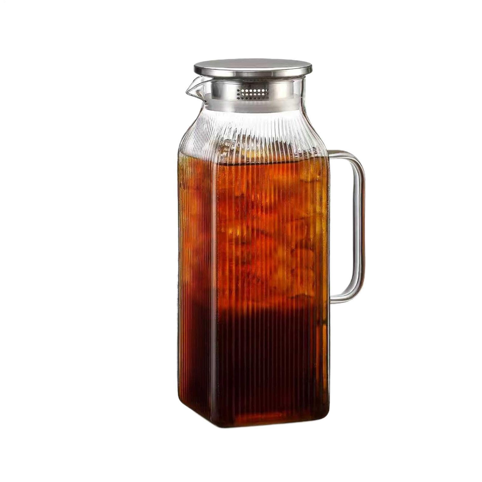Jarra con Tapa | 2000 ml Resistente al calor, garrafa transparente gruesa con tapa,Garrafa de vidrio para agua | Para Bebidas Cocina De Verano Reuniones Familiares Camping