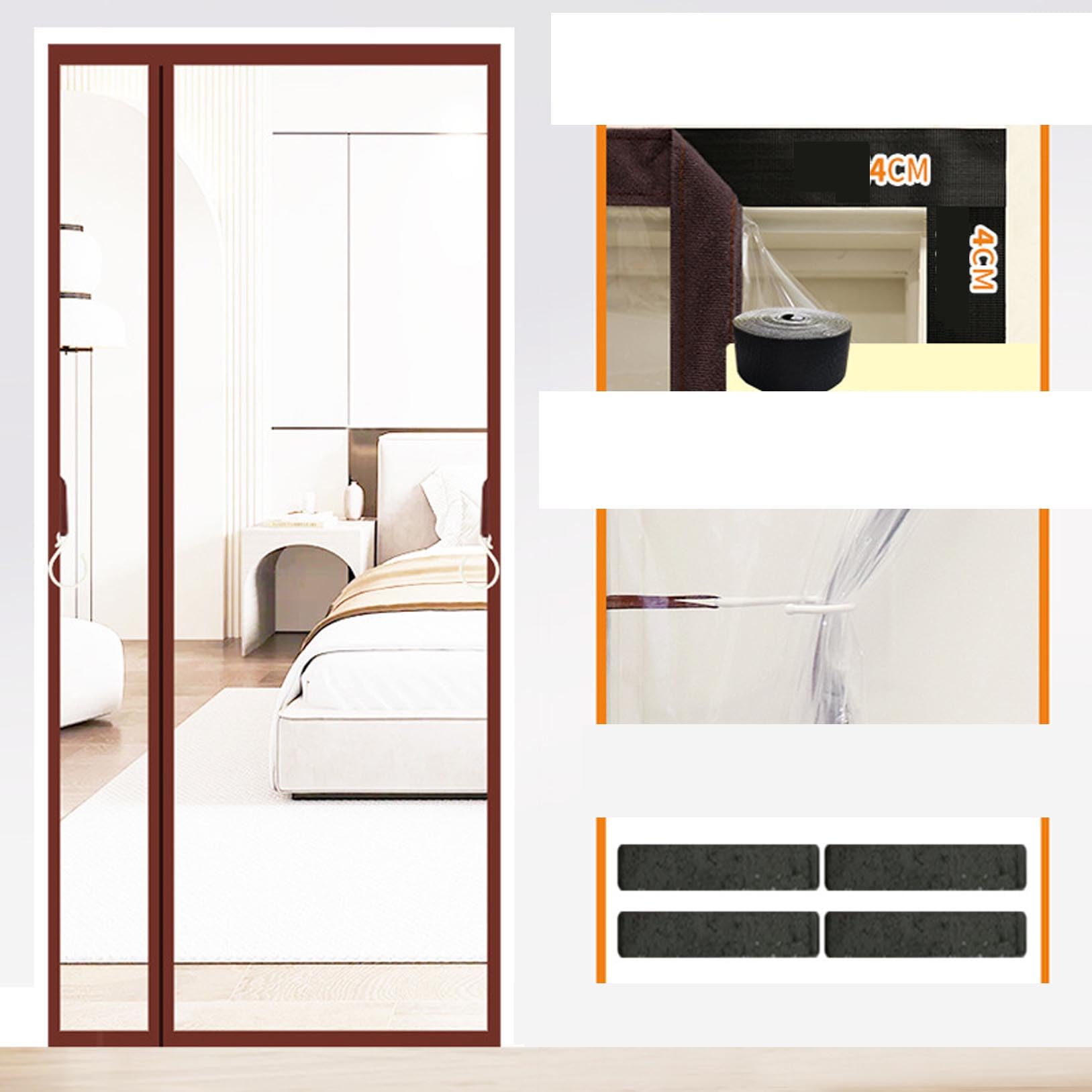 Tenda Magnetica Termica Per Porta – EVA Spesso 110×230 Cm, Chiusura Automatica, Anti-freddo E Anti-rumore, Per Balcone Cucina E Ingresso