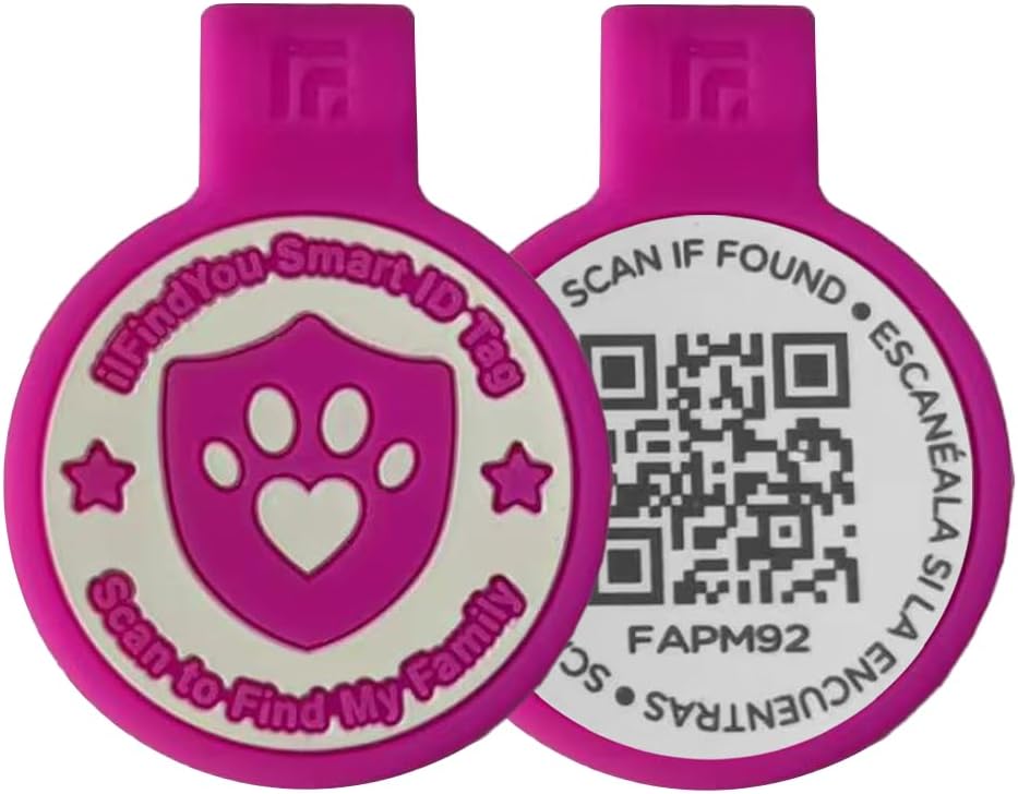 Smart Pet ID Tag with QR Code, Pink Silicone Dog Tag, Scannable Digital Identification (Purple, Small-1″*1.2″) Smart Pet ID Tag with QR Code, Pink Silicone Dog Tag, Scannable Digital Identification (Purple, Small-1″*1.2″)