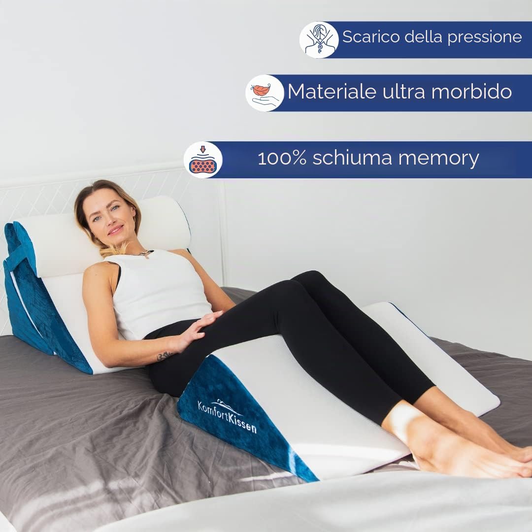 MKS Set di 4 cuscini ergonomici a cuneo, design multifunzione 12 in 1, con rivestimento rimovibile e lavabile per dormire e leggere