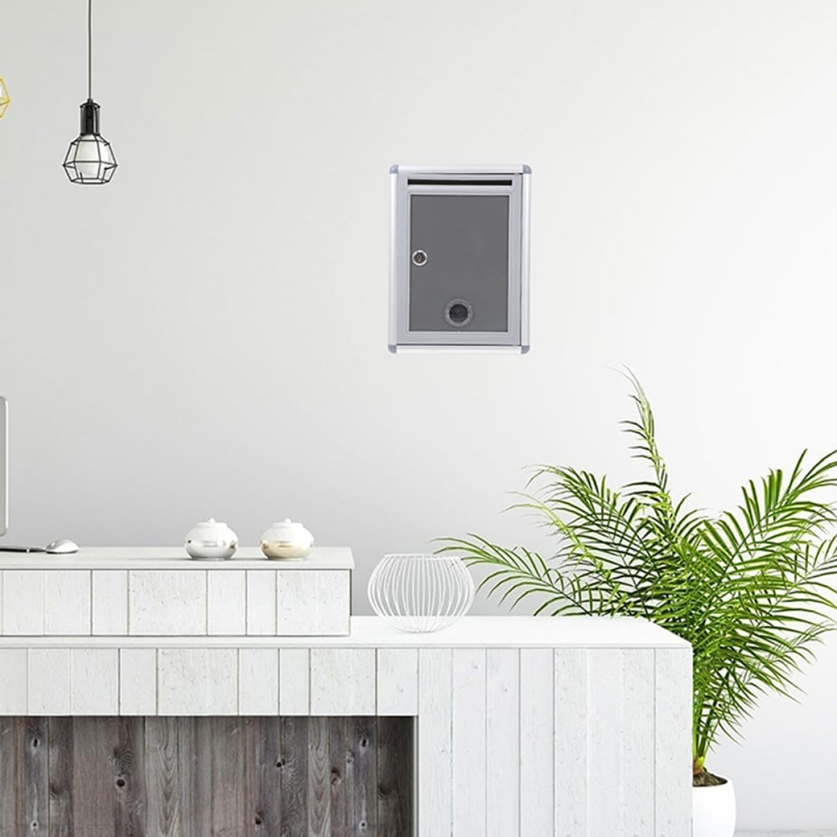 Homoyoyo 2pcs Metal Wall Mount Mailbox Locking Letter Box Suggestion Box for Office Use