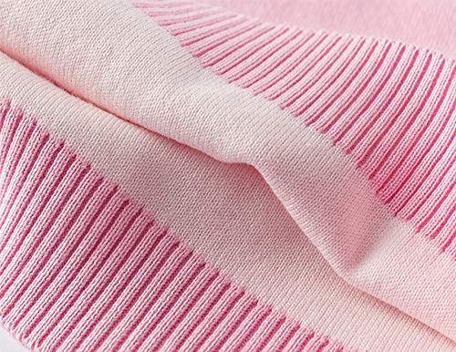 Image of Girl Pink Crewneck Sweaters Rainbow Sweater Knit Tops for 2-8 Years