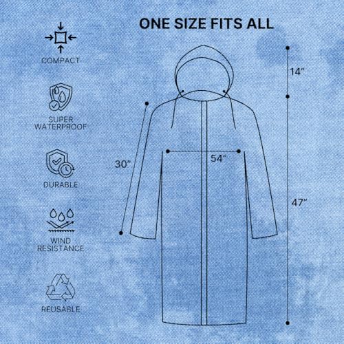 Image of Citizen Eco-Friendly EVA Poncho Raincoat for Men & Women, Lightweight Waterproof Coat with Hood, Adjustable Drawstring, Button Closure & Easy Carry Pouch, Reusable & Durable Outdoor Rainwear