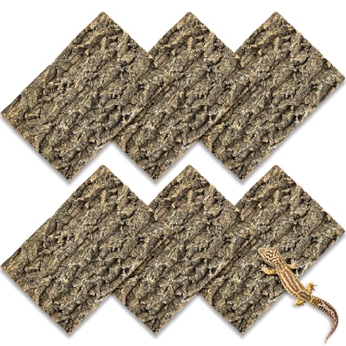 Image of Fhiny 6 PCS Cork Bark Background, 11.6 inch x 7.7 inch Natural Cork Bark for Reptiles Bearded Dragon Climbing Backdrop Terrarium Habitat Wall Decor Accessories for Turtle Gecko Lizard Snake Spider Frog