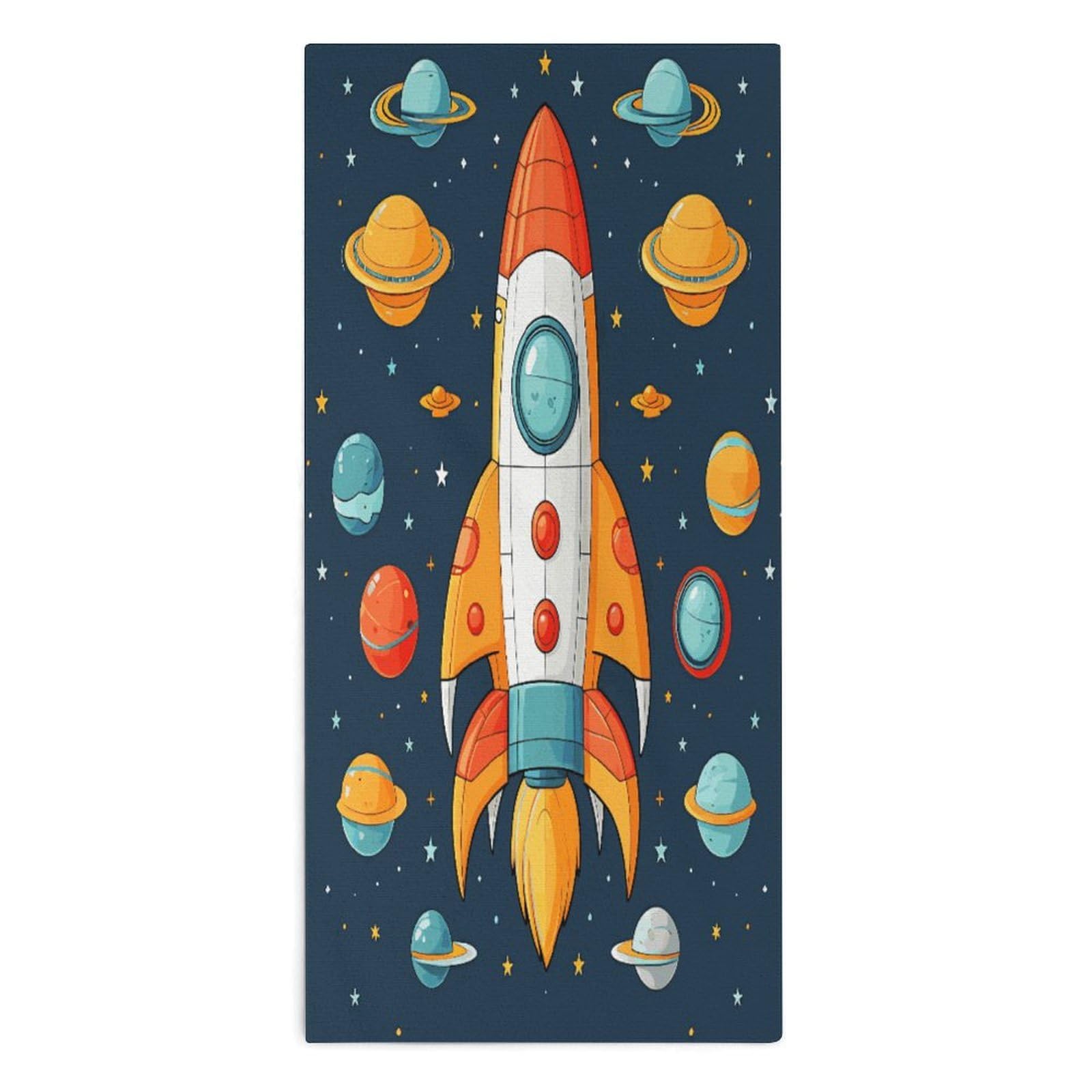 YUXBVKRS Rocket Clipart Space Ship Hand Towels for Bathroom 14x29 Inch