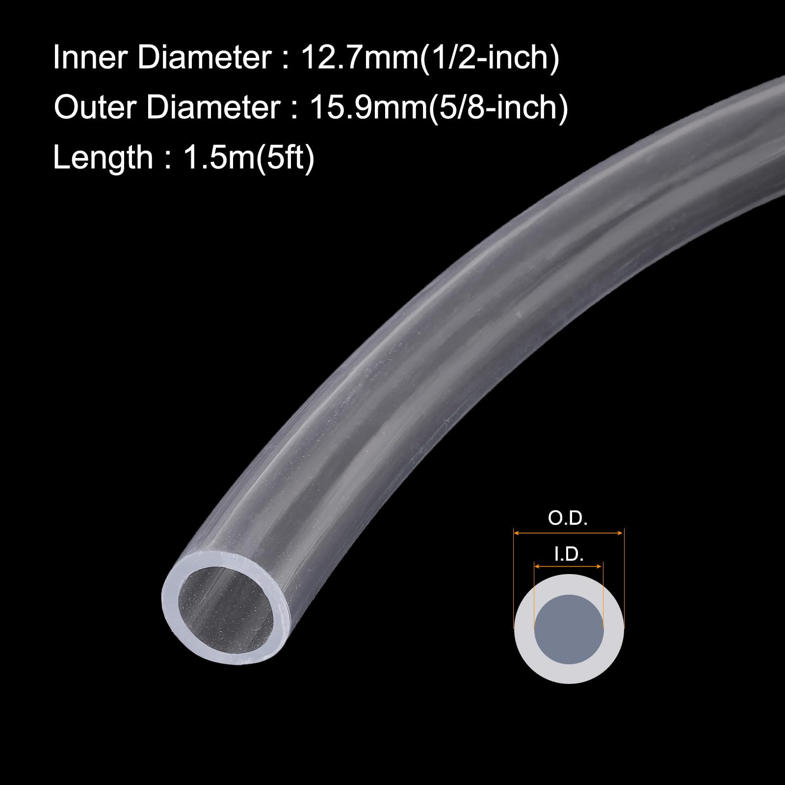 Rebower 5ft 12.7mm x 15.9mm Clear Plastic PVC Tubing Flexible Vinyl Tube, [for Garden Irrigation Water Hose, Fish Tank - Image 2