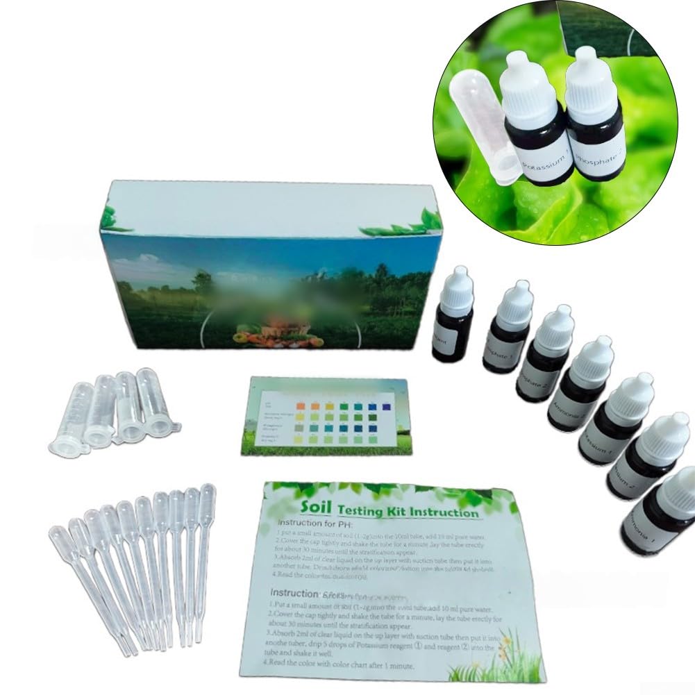 4 in 1 Bodentest-Set, pH-Ammoniak-Stickstoff, Phosphor, Kalium, Bodentropftester für Gartengesundheit