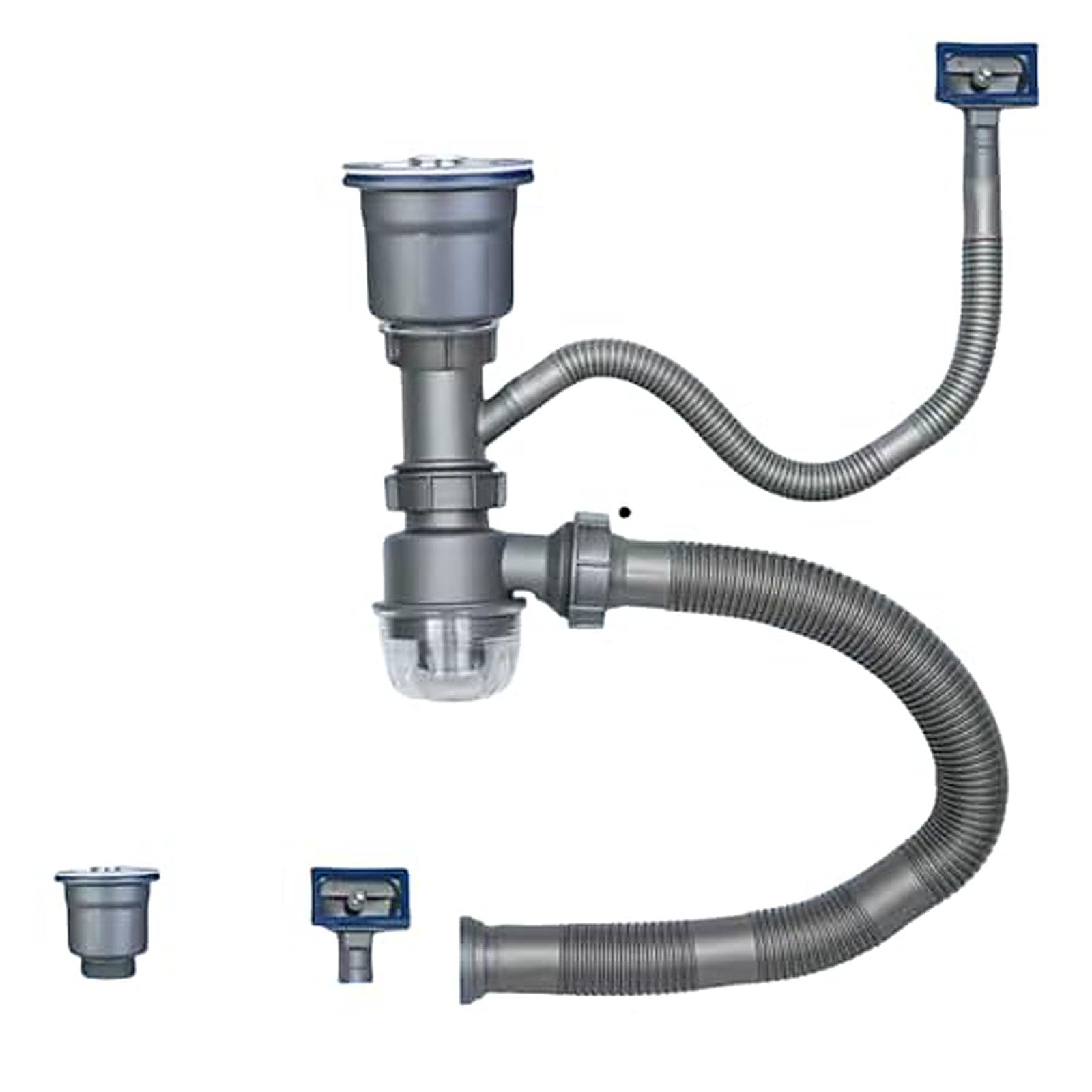 Set Tubi Scarico per lavello Singolo/Doppio, deodoranti salvaspazio, filtri per lavelli da Cucina, Tubi drenaggio per impianti Idraulici sotto lavello, raccordi universali per Tubi