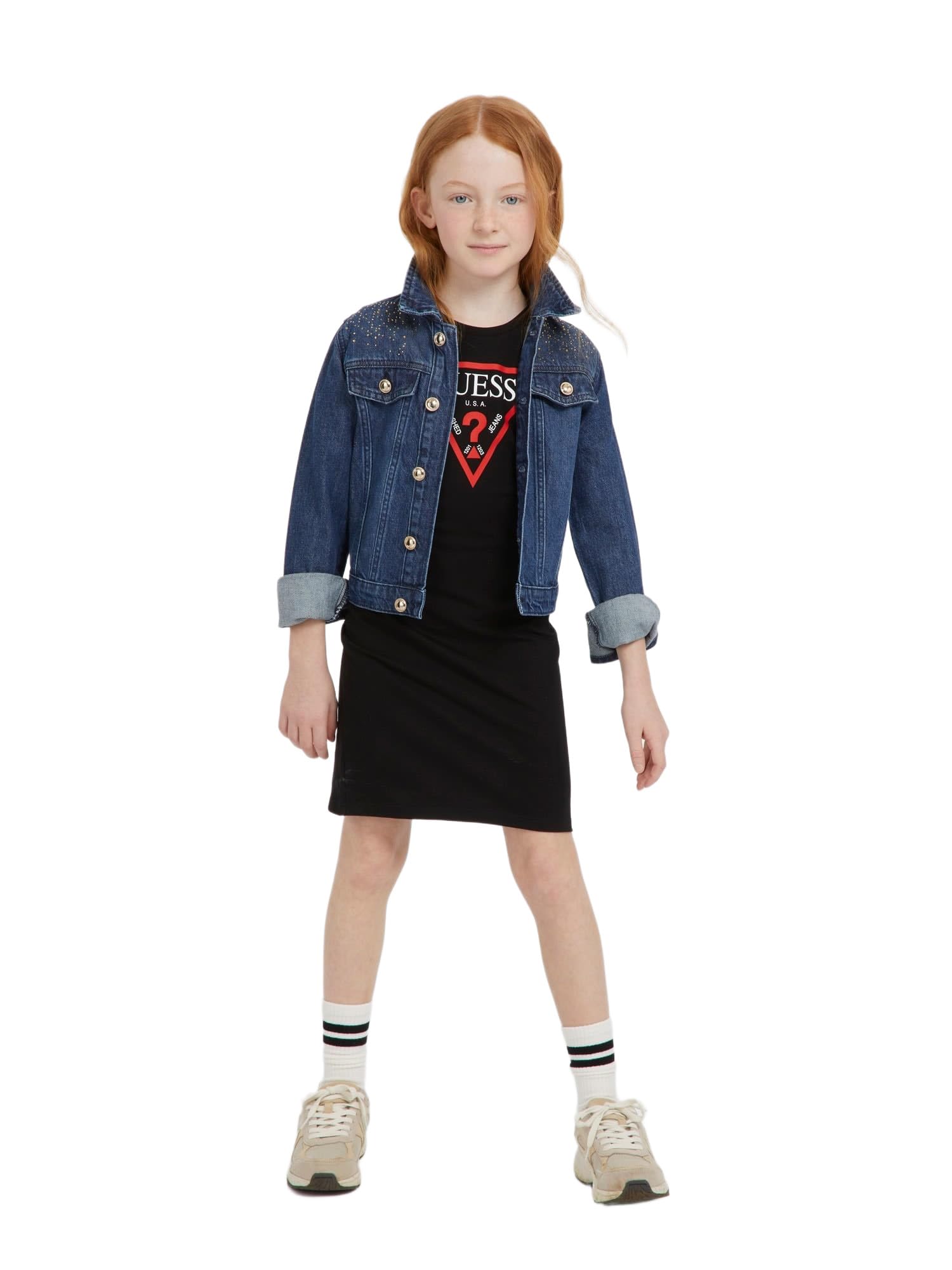 Guess Robe Fille Core : une robe mi-saison noire classique pour enfants - 5