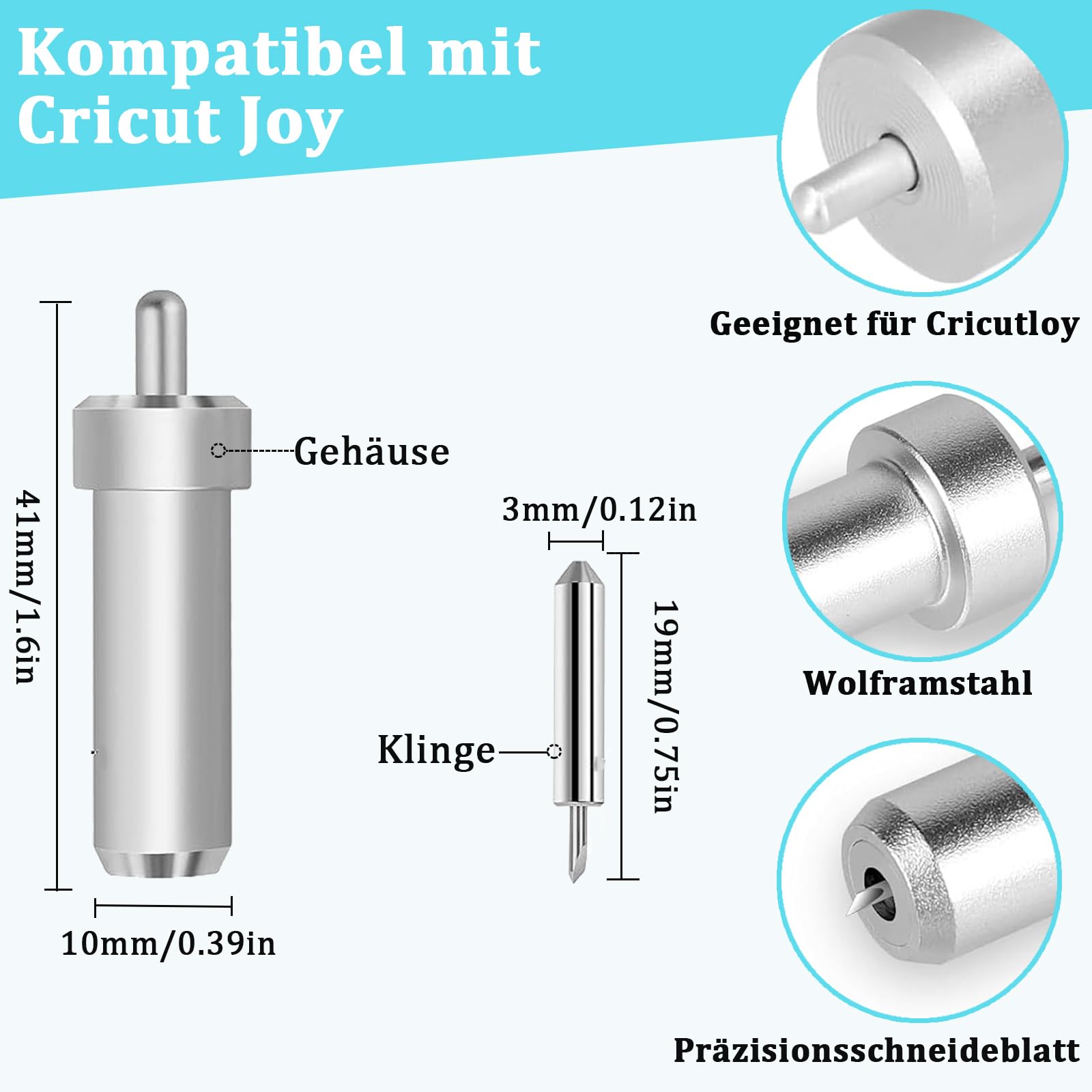 6 unidades de hoja de corte fino de acero de tungsteno con carcasa compatible con máquina de corte Cricut Joy, hoja de cuchillo premium con carcasa, cuchillas de plotter de corte, cuchillas de