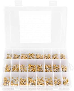 Ceramic Capacitor Assortment Kit, 1200pcs 24 Values 50V 10pF-10uF Small Assorted Capacitors Monolithic Capacitor Set