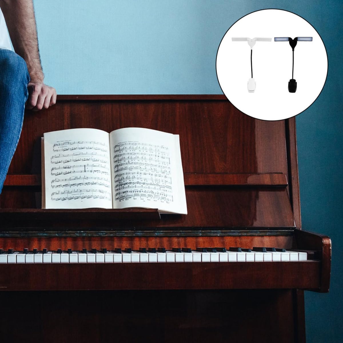 GALPADA Lampada da Lettura LED Clip Ricaricabile Luce Morbida per Spartiti Musicali e Pianoforte Protezione Occhi per Studio e Pratica Musicale
