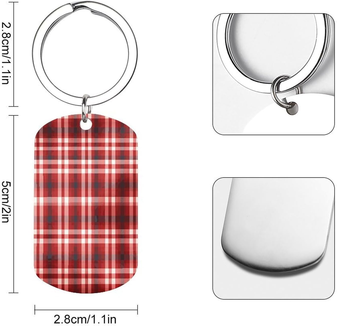 Red Plaid Keychains Key Chain Ring Key Ring image 2