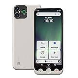 Doro - Aurora A30 Smartphone - Seniorenhandy - Einfach zu bedienen - Hilfetaste mit GPS-Ortung - Hörgerätekompatibel - Inklusive USB-Kabel - Weiß Smartphone Aurora A230 Bone