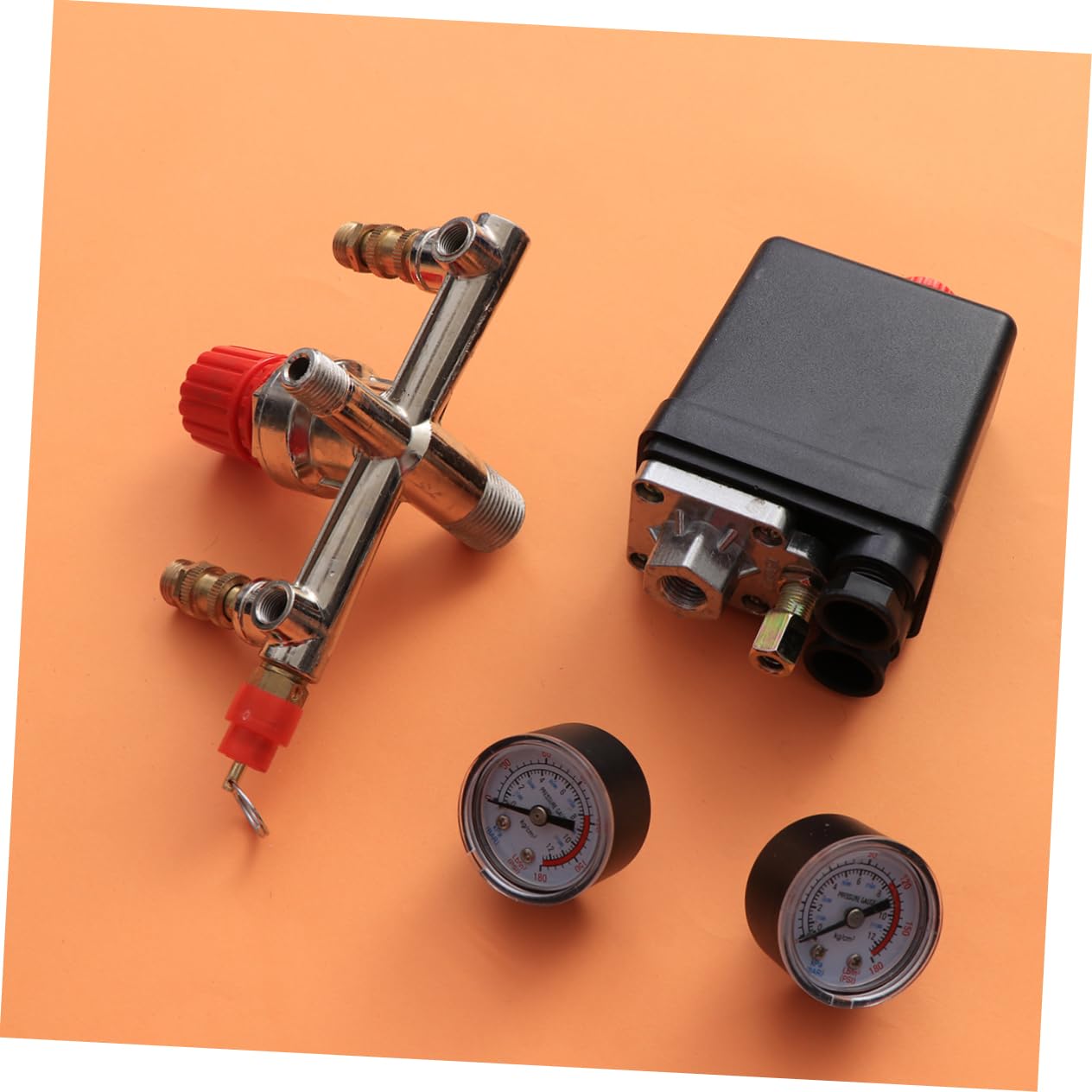 Pressostato Compressore Aria 16a 1, 25 Mpa con Manometro | Regolatore di Pressione in Metallo, Installazione Semplice, Risparmio Energetico, per Compressore Aria