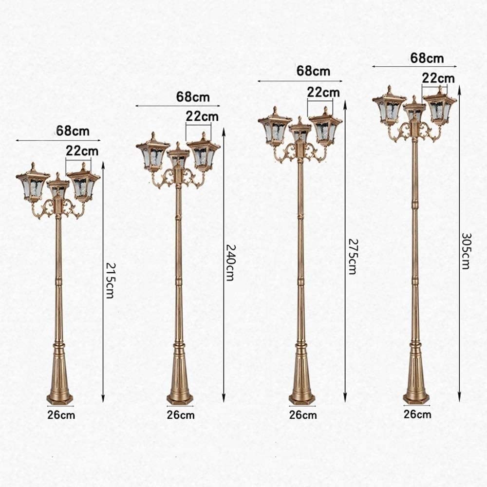 Lampioni stradali per esterni a 3 luci IP65 Luci a palo alto impermeabili in alluminio antiruggine Luci a colonna Decorazione da giardino Luce paesaggistica Villa Cortile Prato leggero con p