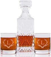 Vista 15 de Abby Smith Juego de decantador grabado con inicial de cuernos y rocas, letra S