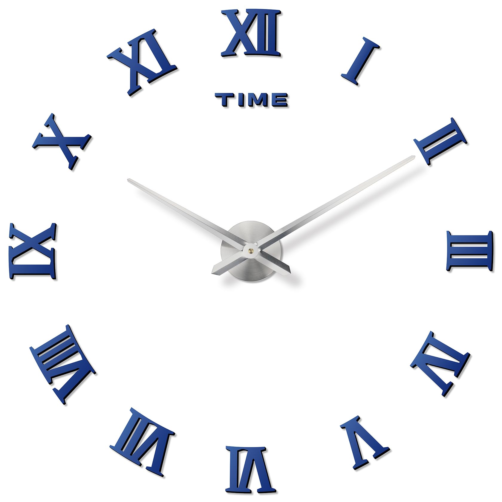 Horloge murale 3D sans cadre effet miroir chiffres romains aiguilles métal DIY