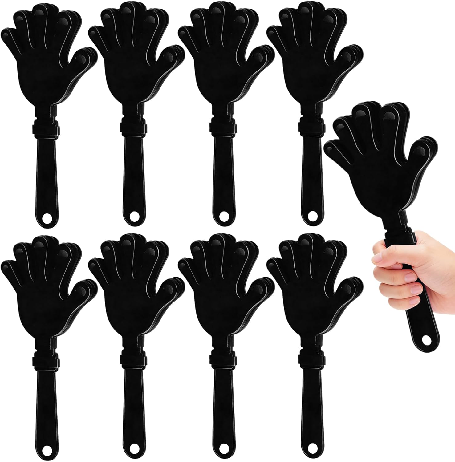 8 Pcs Hand Clappers Noisemakers Cheer Noise Makers Finger Noise Makers for Football Game Party Favors (Black)