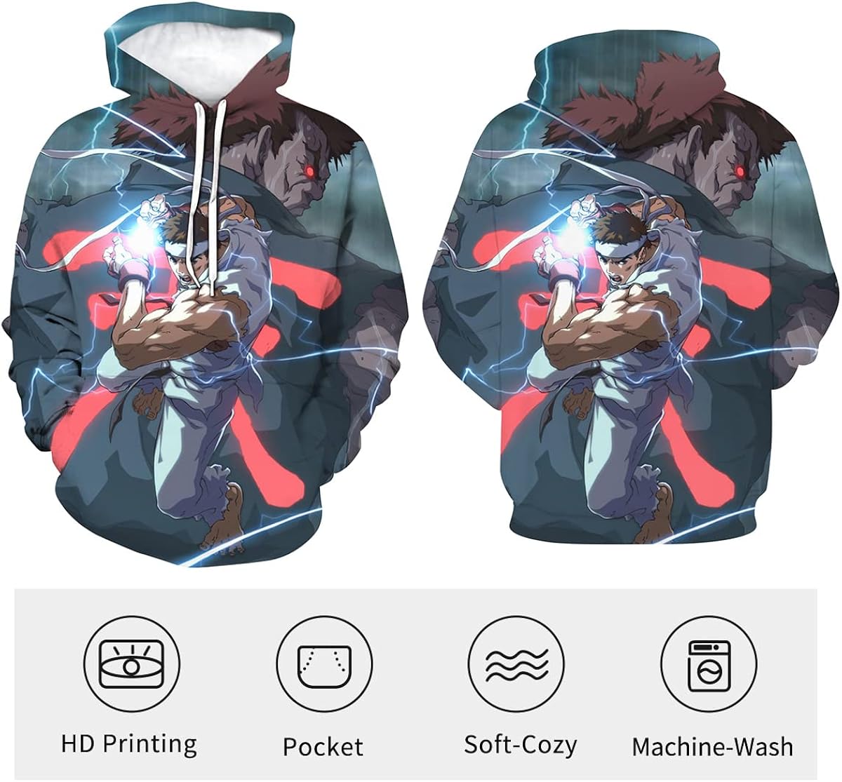 Street Fighter Hoodie Game Character HD 3D Printed Pullover