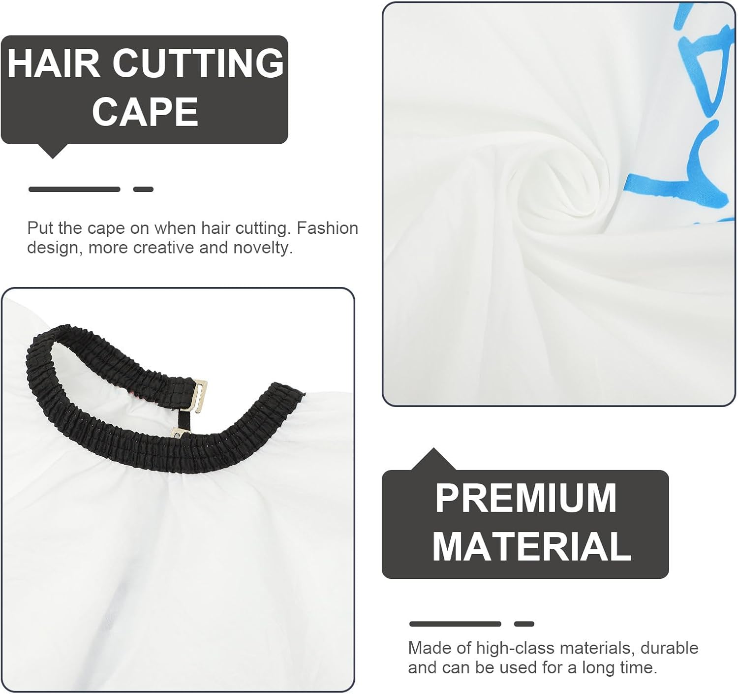 Adorable Hair Cutting Cape, White Polyester Taffeta Barber Cape | Sleeveless Design, Adjustable Size, Easy to Unfold and Fold, Wear-resistant