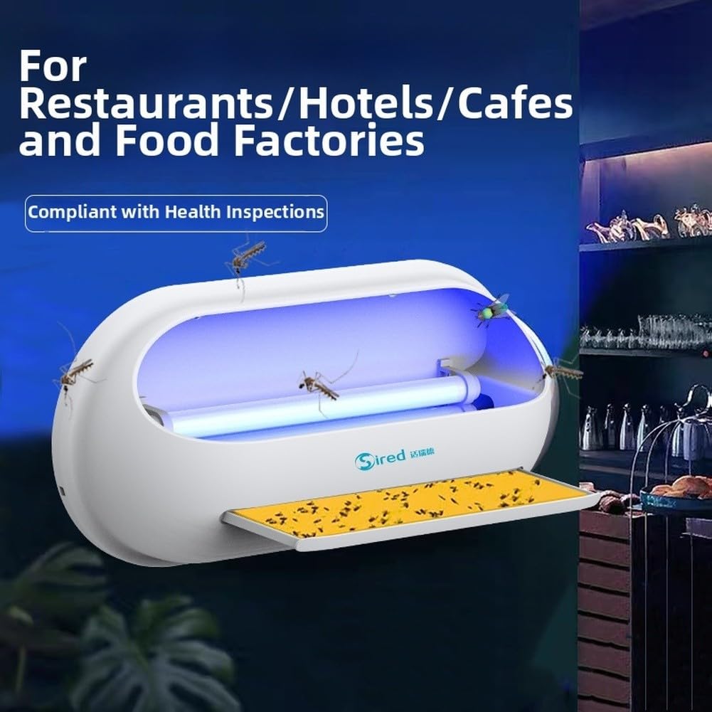 Elektryczna pułapka na muchy z lampą UV 20 W i obrotem o 360°, bez użycia środków chemicznych, do gastronomii, hoteli i działalności gospodarczej, minimalistyczny design do montażu na