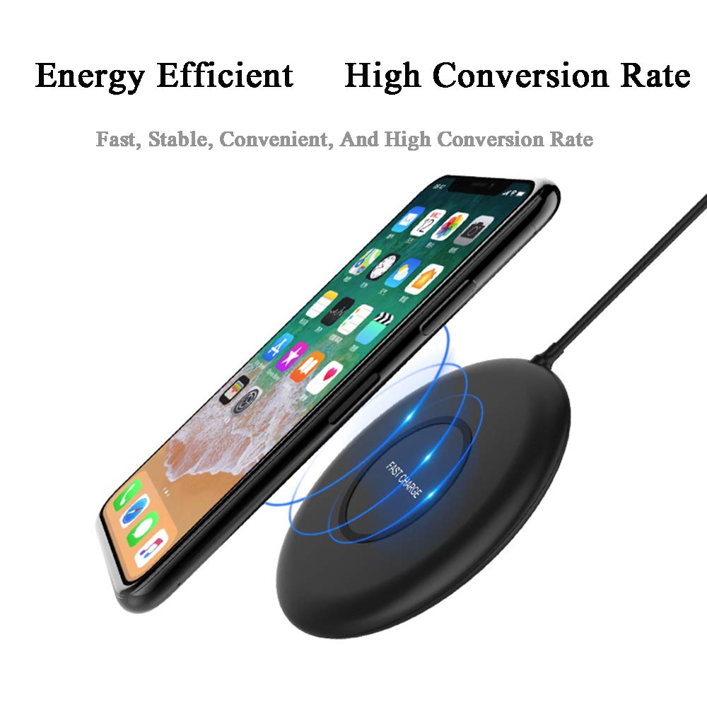 Ricarica Wireless Rapido, 10 W Compatibile Samsung S9/S9 Plus/S8/ S8 Plus/Note 8/ S7, 7.5W Caricatore Wireless Compatibile con iPhone XS/XS Max/XR/X/ 8/8 Plus e 5W Qi Telefono, White