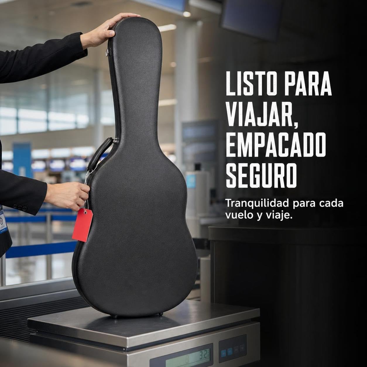 Funda rígida Impermeable para Guitarra, Estuche Protector Viaje para Guitarras 39 y 40/41 Pulgadas, Negro, 39 Pulgadas, Negro