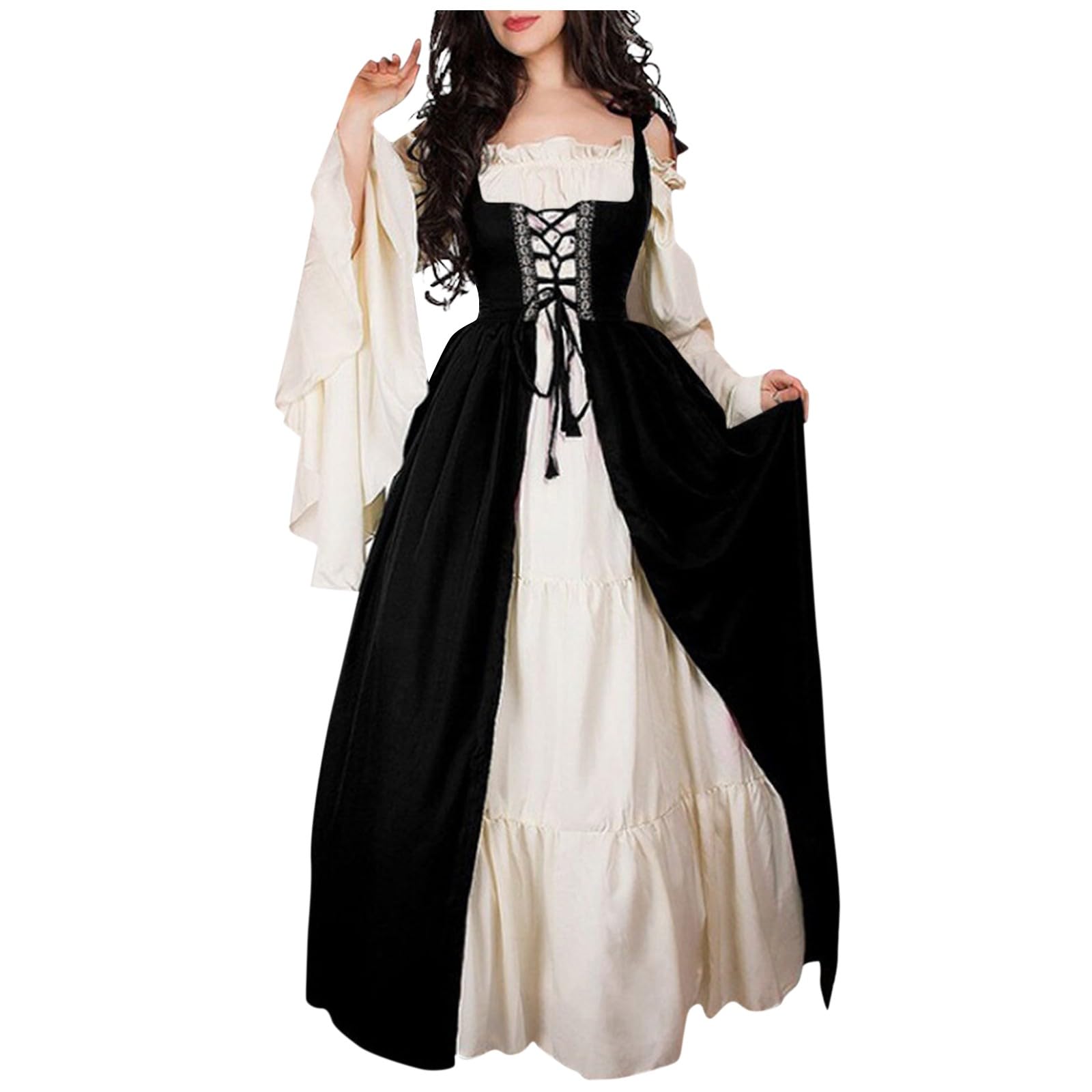 DIYIOUZHOU Renaissance Medieval Costume Dress, Wedding Victorian Evening Dress Womans Halloween Plus Evening Dresses Womans