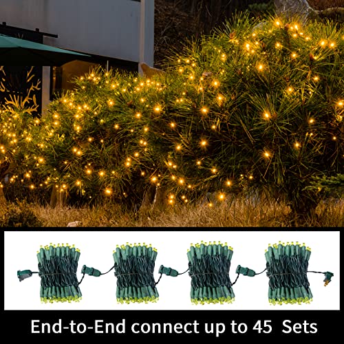 Lamphome Yellow Wide Angle Led String Lights, 64.8 Ft 300 Count, Pack Of 3 Strands 21.9 Ft 100 Lights Ul Certified Commercial Grade Green Wire 5Mm Holiday String Light #TOP5