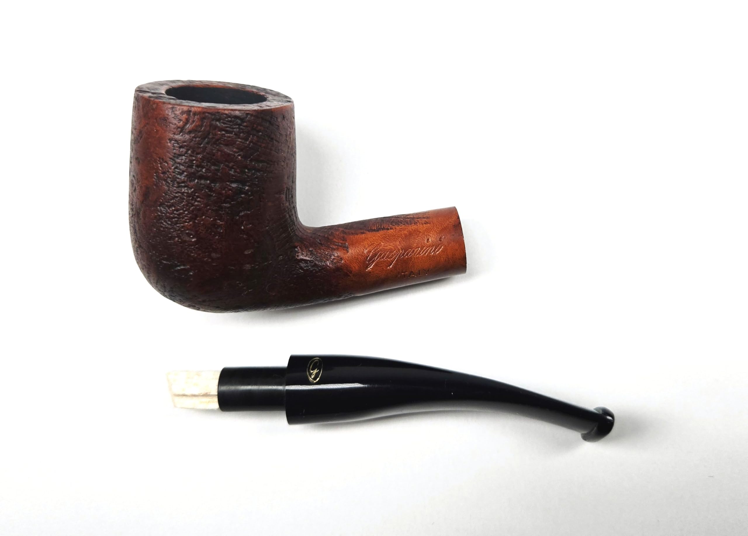 RUSTIC MARRONE pipa da biliardo semi piegata in radica rustica