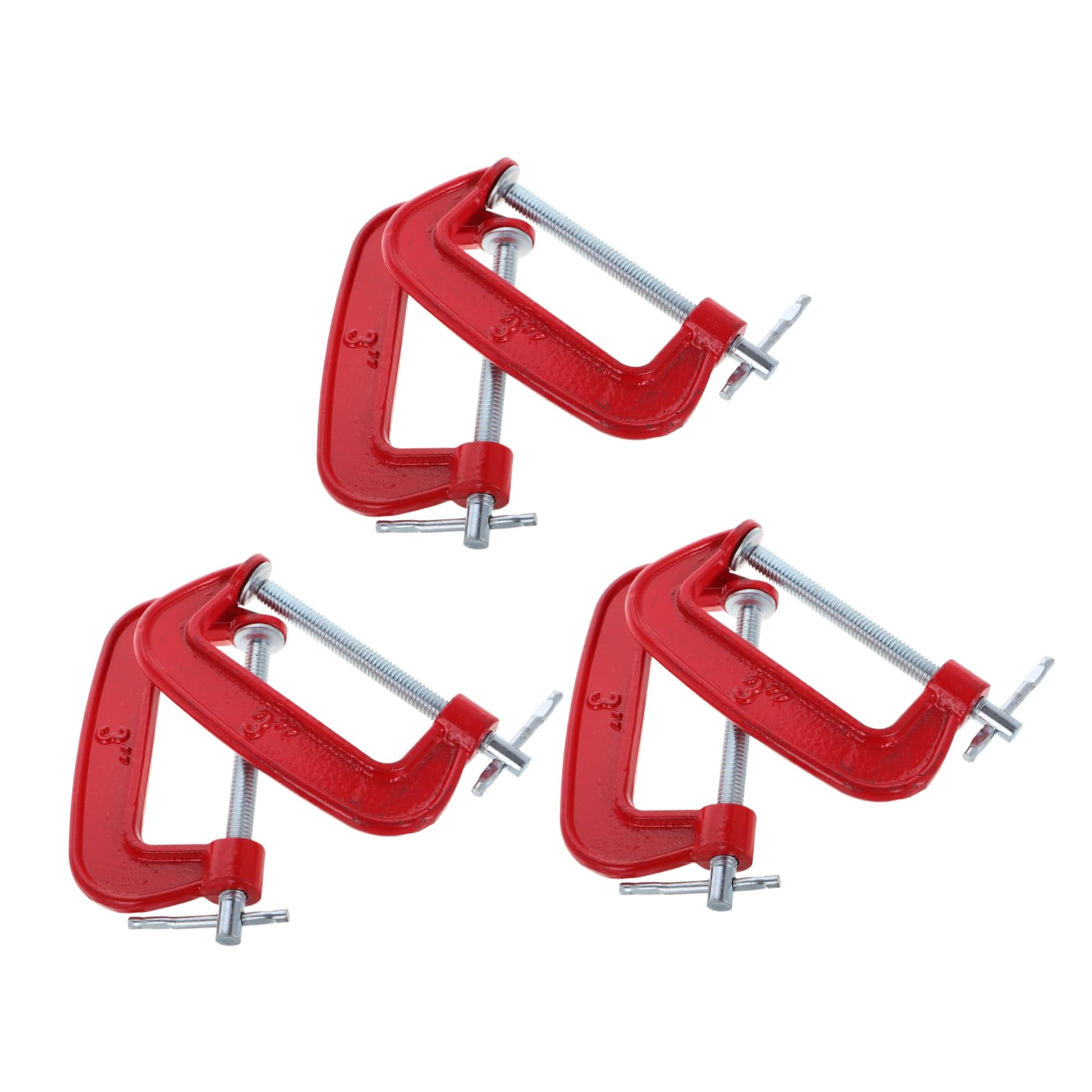 Veemoon Lot de 6 Set de Set de Serrage-joints en C Robustes, Ouverture de Mâchoire 77mm, Acier Fonte, pour Menuiserie et Bricolage, Fixation Sûre, Rouge