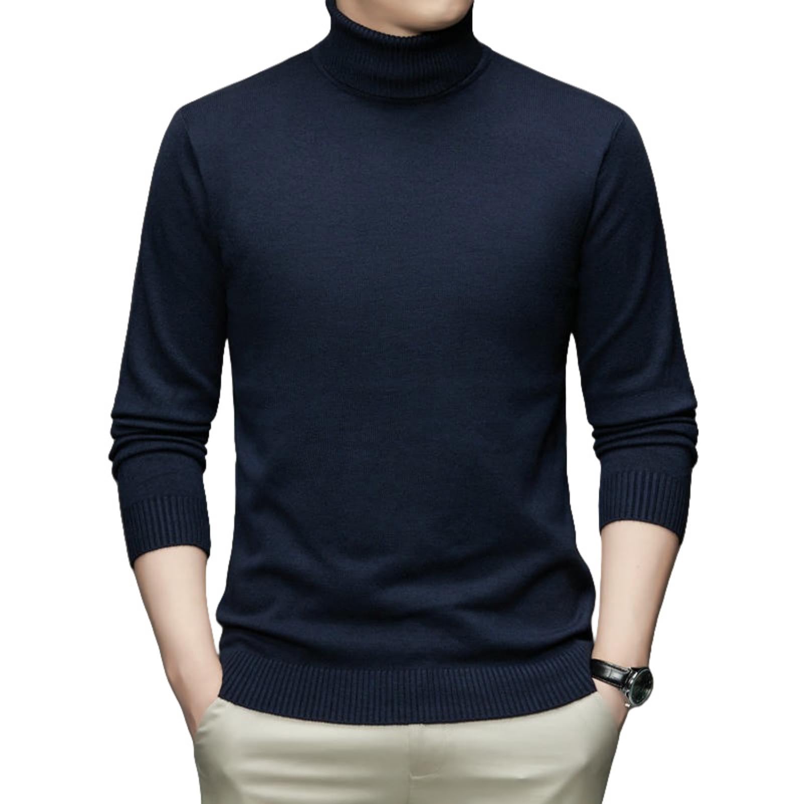 Pull col montant homme chic et polyvalent à manches longues - 8
